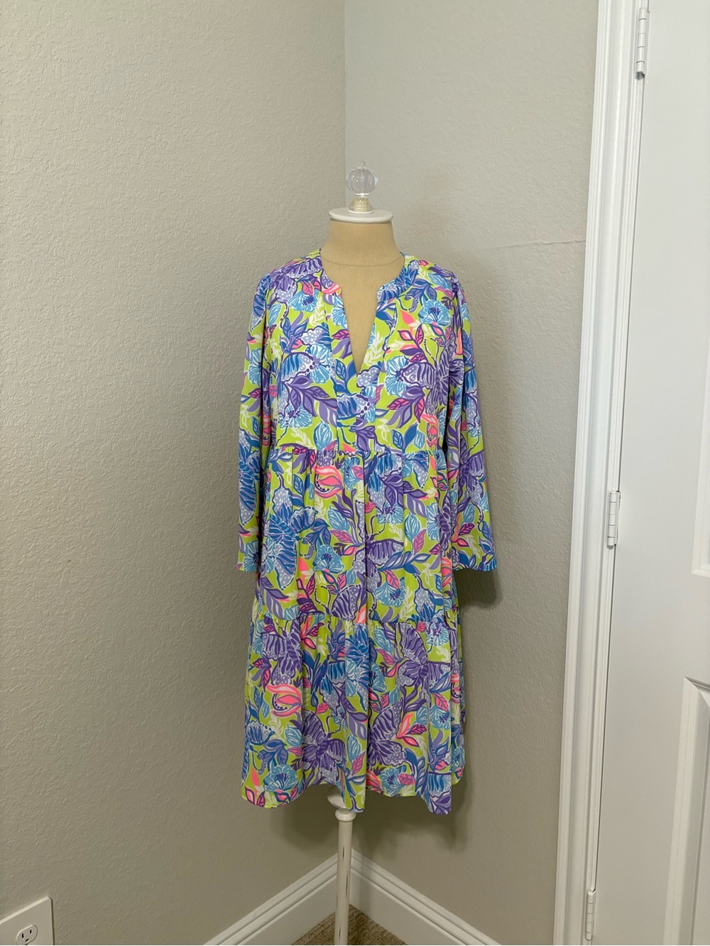 Lilly Pulitzer Multi-Color Floral 3/4 Sleeve Popover Dress